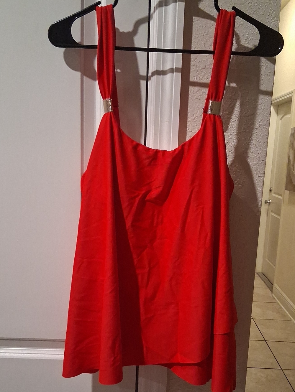 Red Women's Tank with Decorative Straps